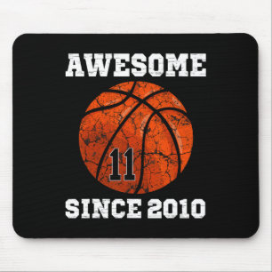 11th Birthday Bysketbyll Lover Gift 11 Years Old V Mouse Pad