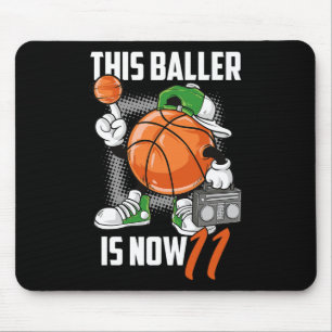 11th Birthday Bysketbyll Player Fun 11 Years Old K Mouse Pad