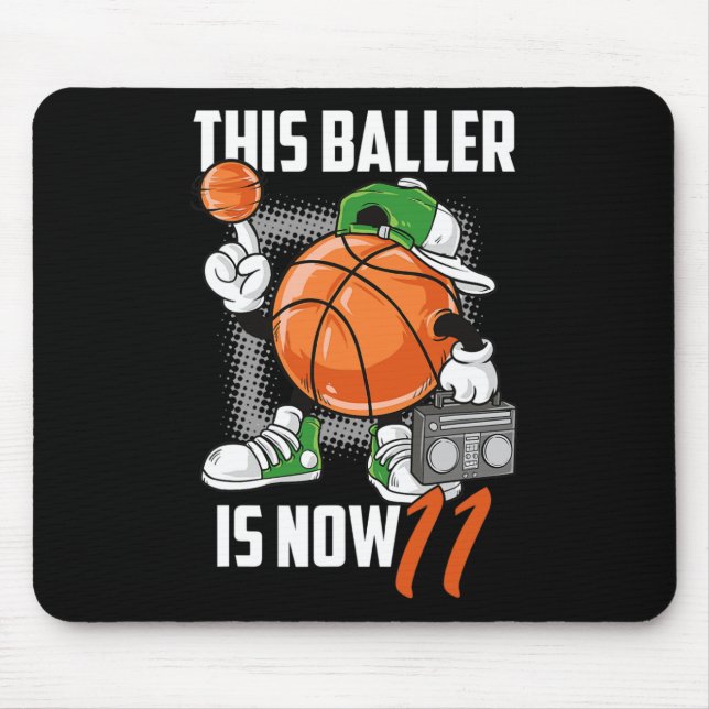 11th Birthday Bysketbyll Player Fun 11 Years Old K Mouse Pad (Front)