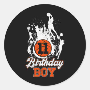 11th Birthday Bysketbyll Theme Birthday Boy 11 Yrs Classic Round Sticker
