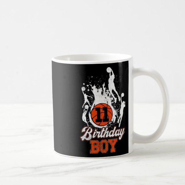11th Birthday Bysketbyll Theme Birthday Boy 11 Yrs Coffee Mug (Right)