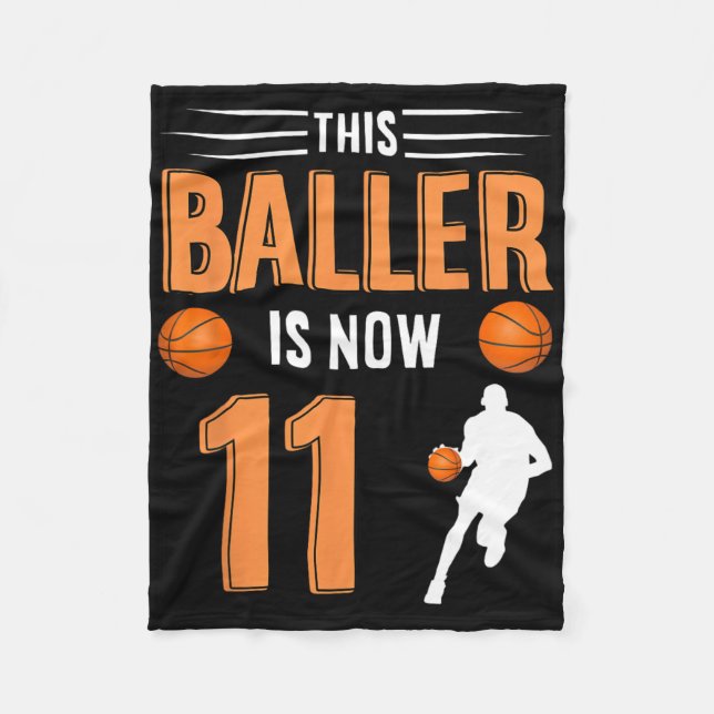 11th Birthday Bysketbyll - This Byller Is Now 11  Fleece Blanket (Front)