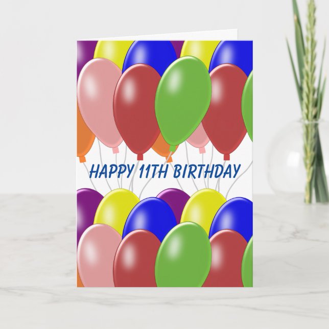11th Birthday Card Balloons (Front)