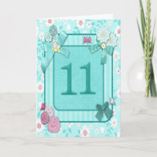 11th birthday card with flowers
