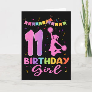 11th Birthday Cheerleading 11 Year Old Birthday Ch Card