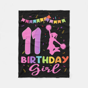 11th Birthday Cheerleading 11 Year Old Birthday Ch Fleece Blanket