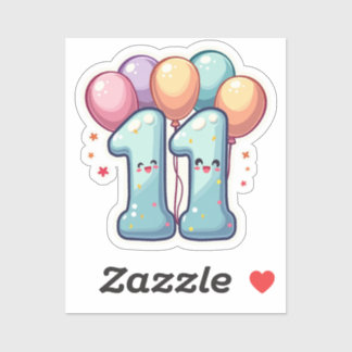 11th Birthday Custom-Cut Vinyl Sticker