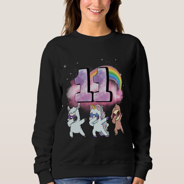 11th Birthday Dabbing Unicorn Sloth Sheep Sweatshirt (Front)