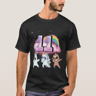 11th Birthday Dabbing Unicorn Sloth Sheep T-Shirt