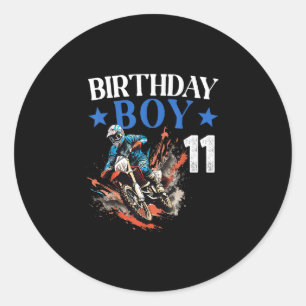 11th Birthday Dirt Bike Motocross 11 Year Old B-da Classic Round Sticker