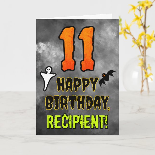 11th Birthday: Eerie Halloween Theme + Custom Name Card (Yellow Flower)