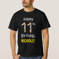 11th Birthday: Floral Flowers Number “11” + Name