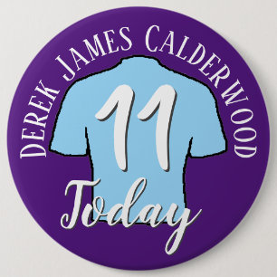 11th Birthday Football Badge to Personalise Button