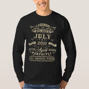 11th Birthday  For Legends Born July 2011 11 Years T-Shirt