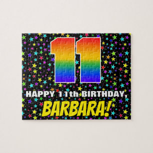 11th Birthday — Fun, Colourful Star Field Pattern Jigsaw Puzzle