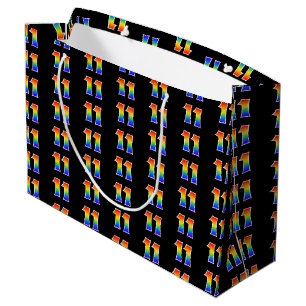11th Birthday: Fun Rainbow Event Number 11 Pattern Large Gift Bag