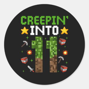 11th Birthday Gamer Pixel Creepin’ Into 11 Video G Classic Round Sticker