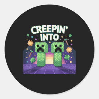 11th Birthday Gamer Pixel Creepin’ Into 11 Video G Classic Round Sticker