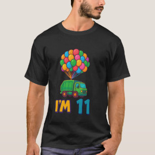 11th Birthday Garbage Truck Balloon Cartoon I'm 11 T-Shirt