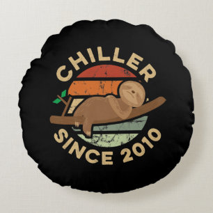 11th Birthday Gift Funny Sloth Themed Chiller Round Cushion