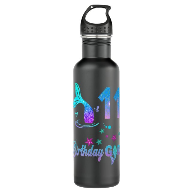 11th Birthday Gifts Girl Mermaid Is 11 Years Old B 710 Ml Water Bottle (Front)