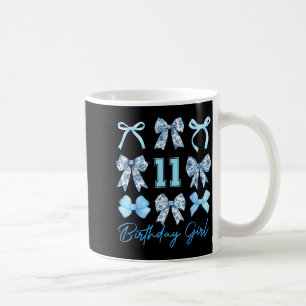 11th Birthday Girl Blue Toile Coquette Bow 11 Year Coffee Mug
