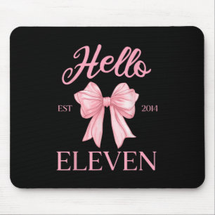 11th Birthday Girl Cute Coquette Bow Hello Eleven Mouse Pad