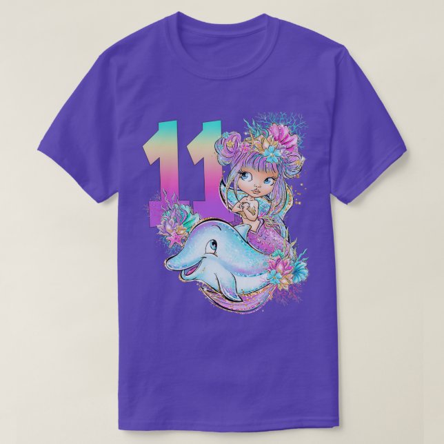 11TH Birthday Girl Mermaid Gift Birthday Party Kid T-Shirt (Design Front)