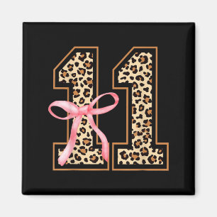 11th Birthday Girl Nk Coquette Bow Leopard 11 Year Magnet