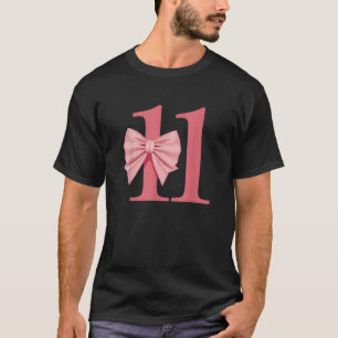 11th Birthday Girl Pink Coquette Bow 11 Year Old B T-Shirt