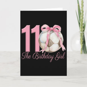 11th Birthday Girl Soccer Ll Coquette Pink Bow 11  Card