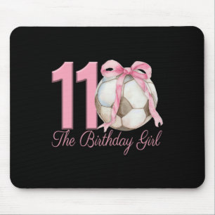 11th Birthday Girl Soccer Ll Coquette Pink Bow 11 Mouse Pad