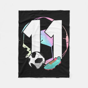 11th Birthday Girl Soccer Player Football 11 Years Fleece Blanket