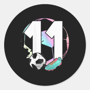11th Birthday Girl Soccer Player Footll 11 Years O Classic Round Sticker