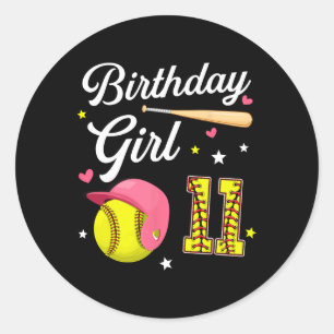 11th Birthday Girl Softll Eleventh Bday 11 Eleven Classic Round Sticker