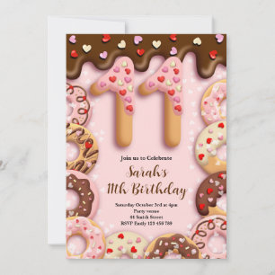 11th Birthday Girls Invitation