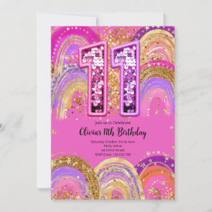11th Birthday Girls Invitation