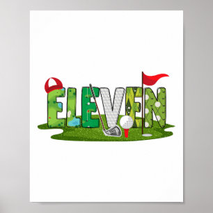 11th Birthday Golf Theme 11 Year Old Kids Sport Pa Poster