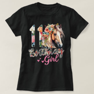 11th Birthday Horse 11 Years Old Birthday Girl T-Shirt