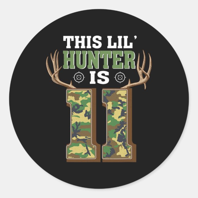 11th Birthday Hunting Deer 11 Year Old Hunter  Classic Round Sticker (Front)