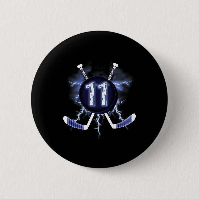 11th Birthday - Ice Hockey 11 years old  6 Cm Round Badge (Front)