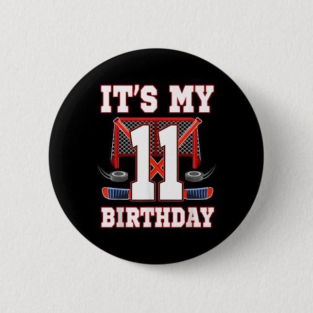 11th Birthday Ice Hockey Player 11 Years Old Party 6 Cm Round Badge (Front)