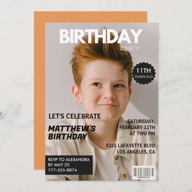 11th birthday invitations for him Magazine Cover (Front/Back)
