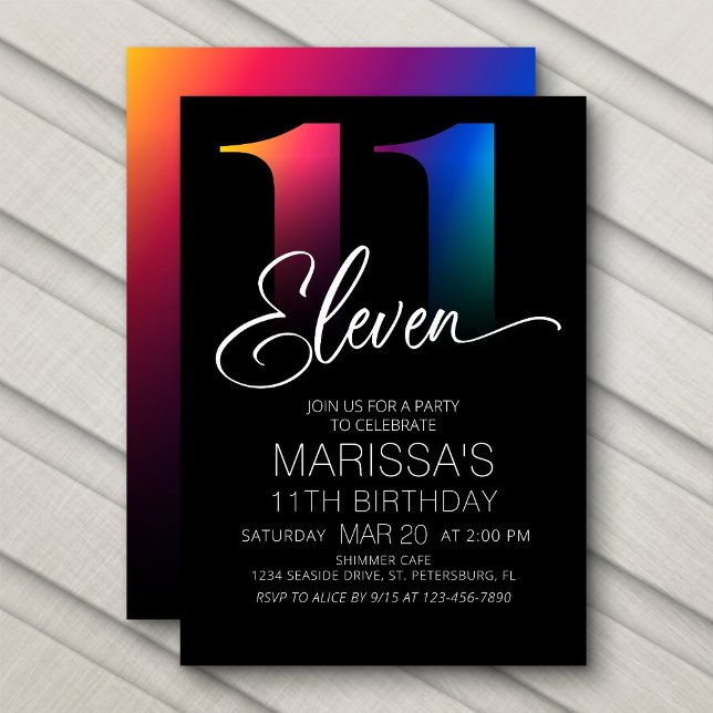 11th Birthday Modern Invitation (Creator Uploaded)