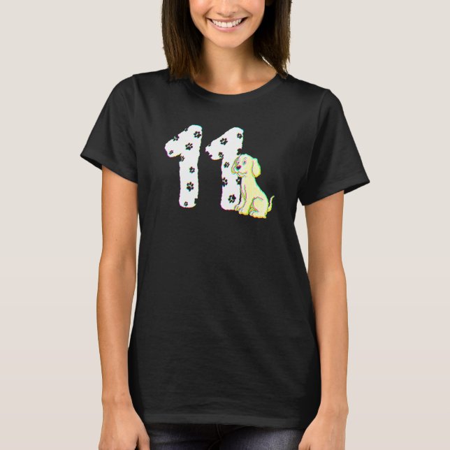 11th Birthday Party Cake Labrador Puppy Dog Owner  T-Shirt (Front)