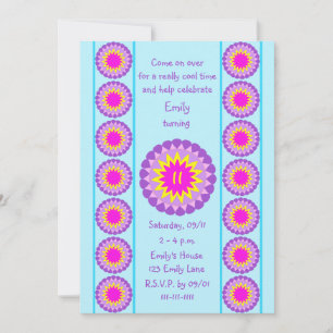 11th Birthday Party Invitation Cool Blue 11