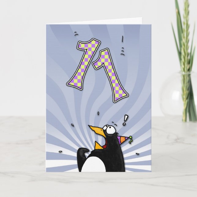 11th Birthday - Penguin Surprise Card (Front)