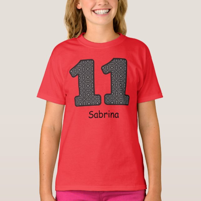 11th Birthday PLAID Custom Name V22 T-Shirt (Front)