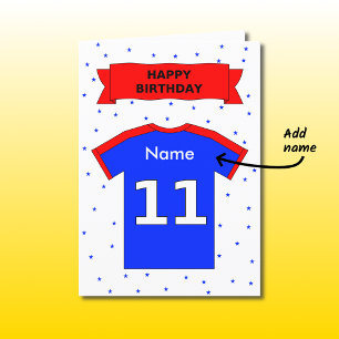 11th birthday red blue t-shirt add a name card