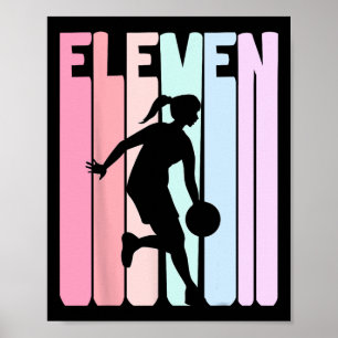 11th Birthday Retro Basketball Player 11 Years Old Poster